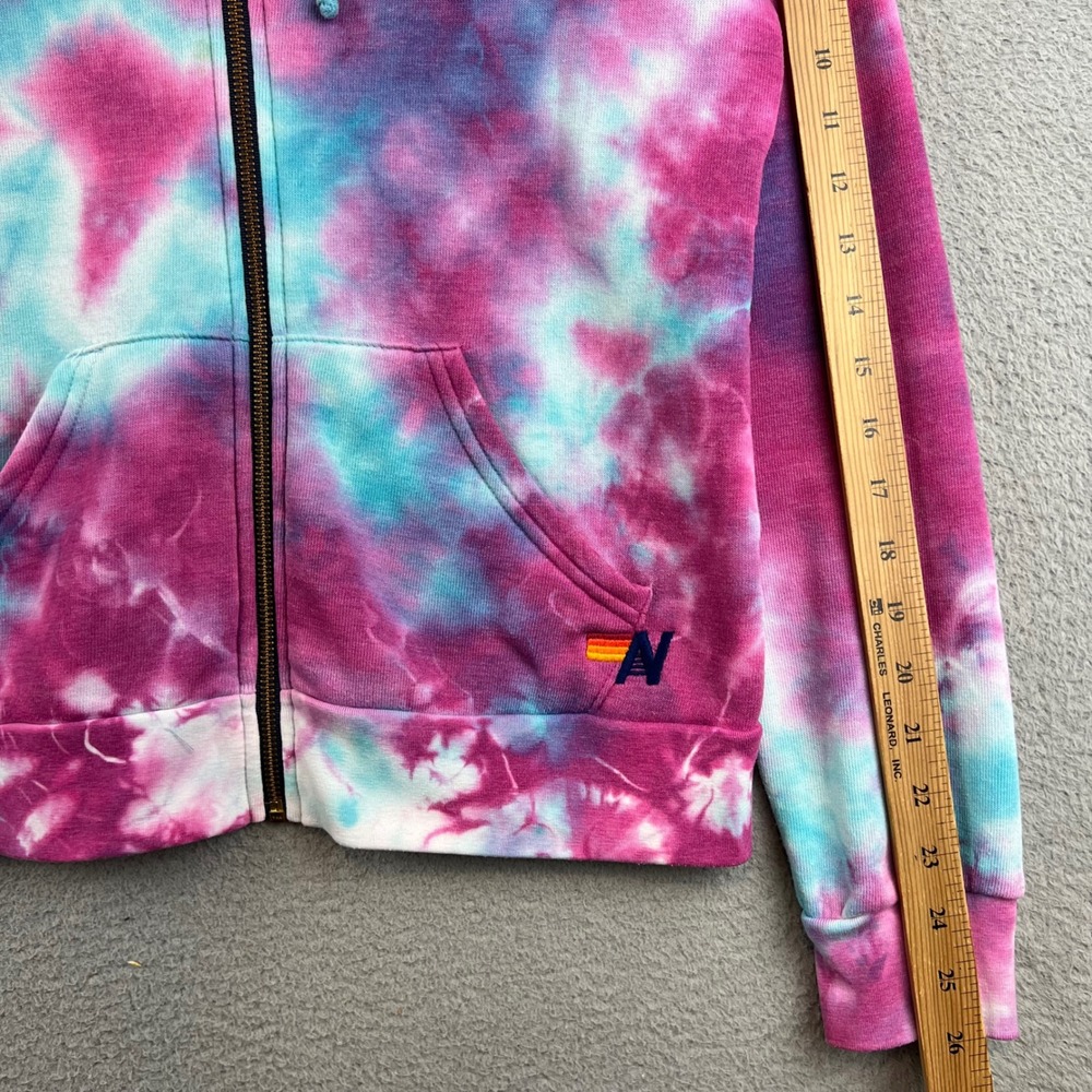 Aviator Nation Pink Blue Tie Dye Full Zip Hoodie Sweatshirt Womens Small Logo - Picture 6 of 12